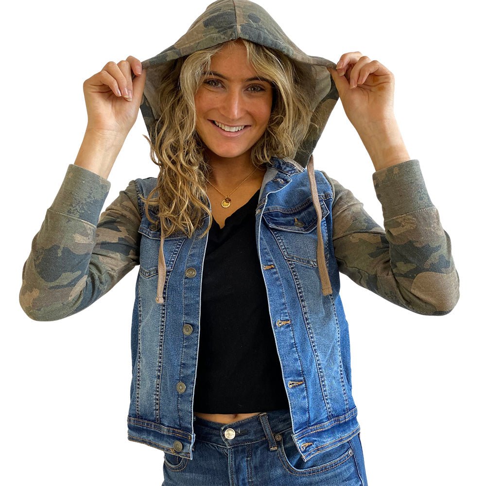 Buy Free People Flawless Hooded Denim Jacket At It Again XS (Women's 0-2)  at Amazon.in